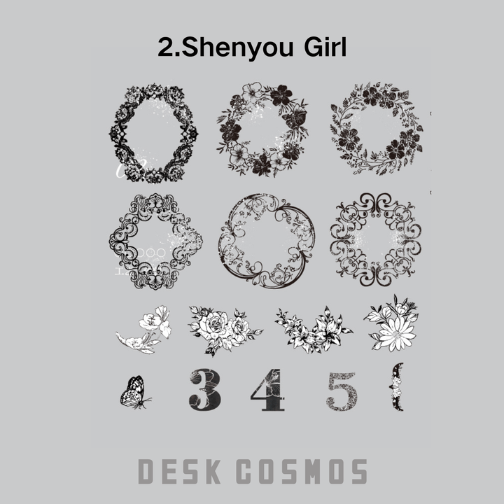Garden of Flowers Shenyou Girl Lace Collage Stickers Floral Gothic