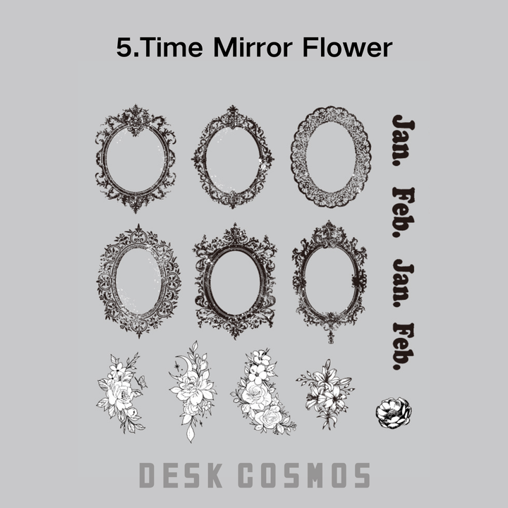Garden of Flowers Time Mirror Flower Lace Stickers Floral Gothic