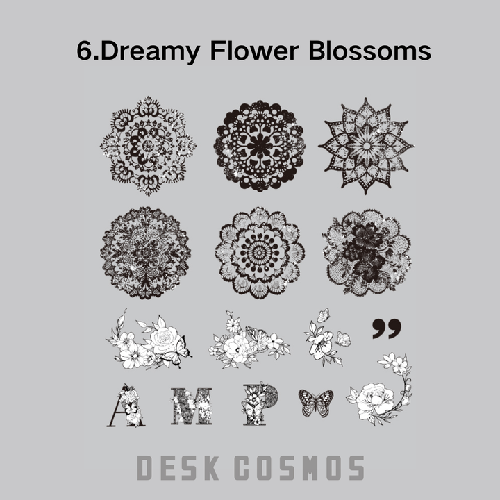 Garden of Flowers Dreamy Flower Blossoms Lace Collage Stickers