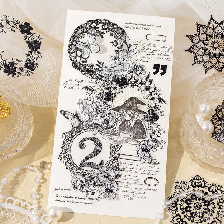 Garden of Flowers Lace Collage Stickers Vintage Flower Collage