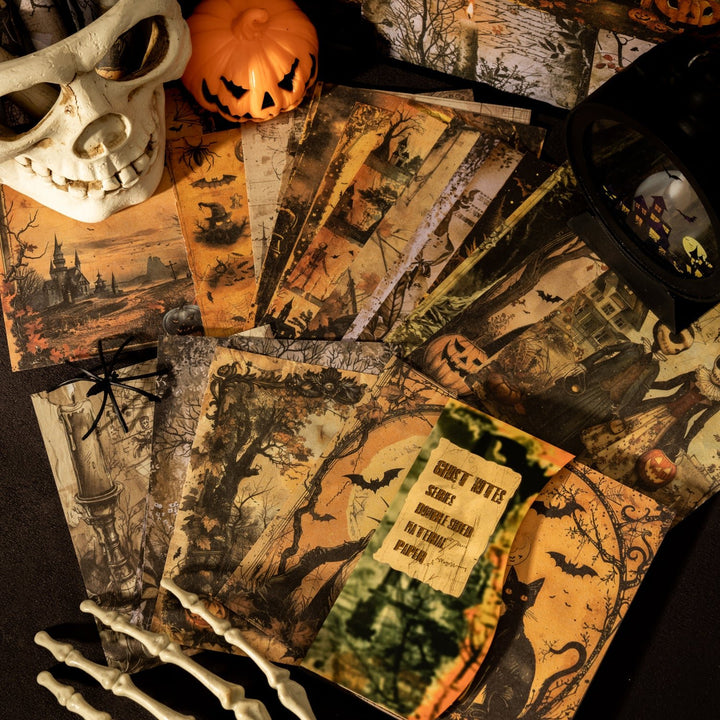 Ghost Notes Vintage Halloween Craft Paper Aesthetic