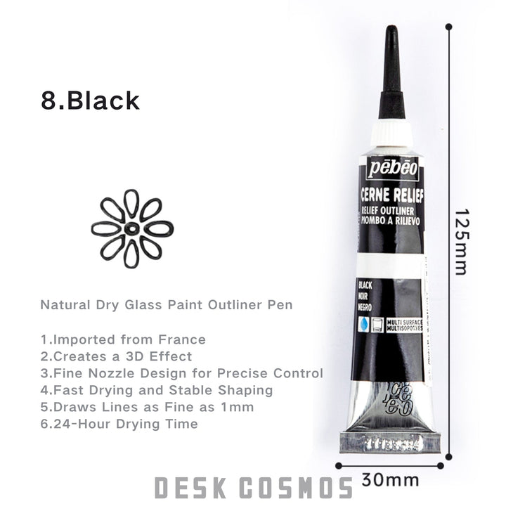 Glass Outliner Pen Pebeo Acrylic Relief 3D embossed effect