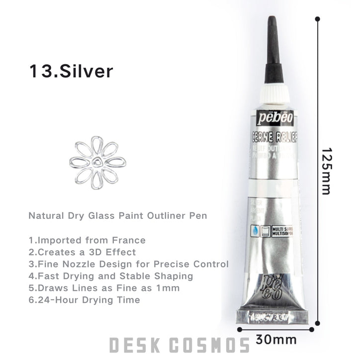 Glass Outliner Pen Pebeo Acrylic Relief 1mm fine point tip