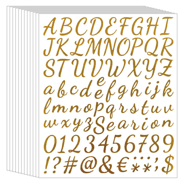 Gold Foil Alphabets Transfer Stickers DIY Text and Numbers for Crafting Projects