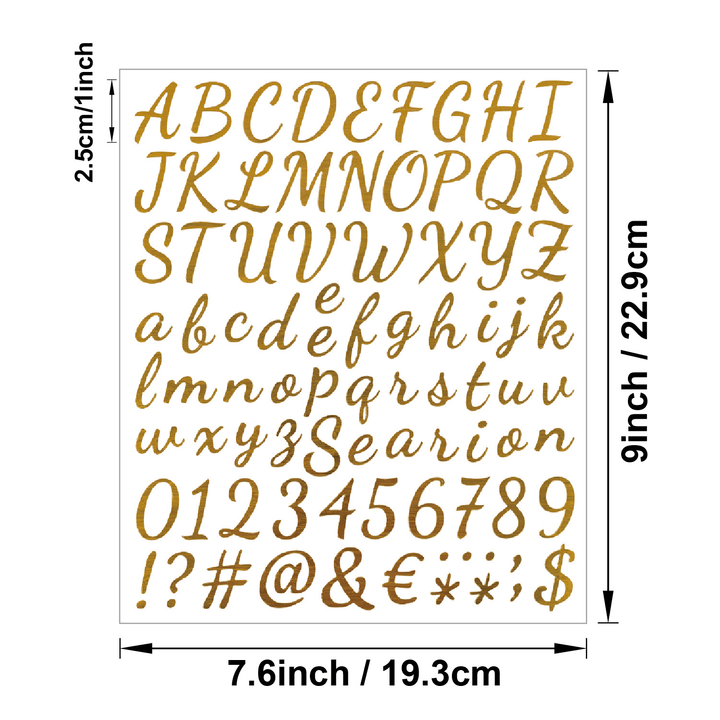 Gold Foil Alphabets Transfer Stickers DIY Text and Numbers for Decoration