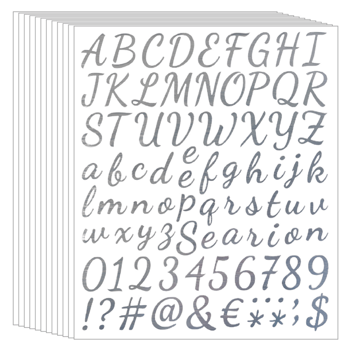 Gold Foil Alphabets Transfer Stickers DIY Text and Numbers for Greeting Cards