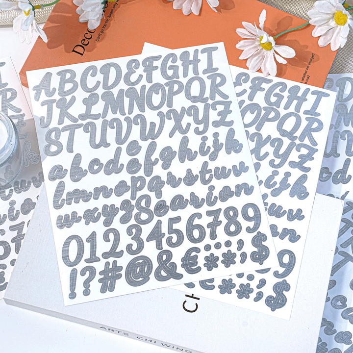 Gold Foil Alphabets Transfer Stickers DIY Text and Numbers Sticker Design