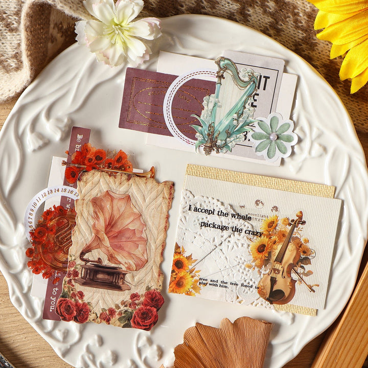 Gothic Floral PET Stickers Flower Sonata Creative Journal