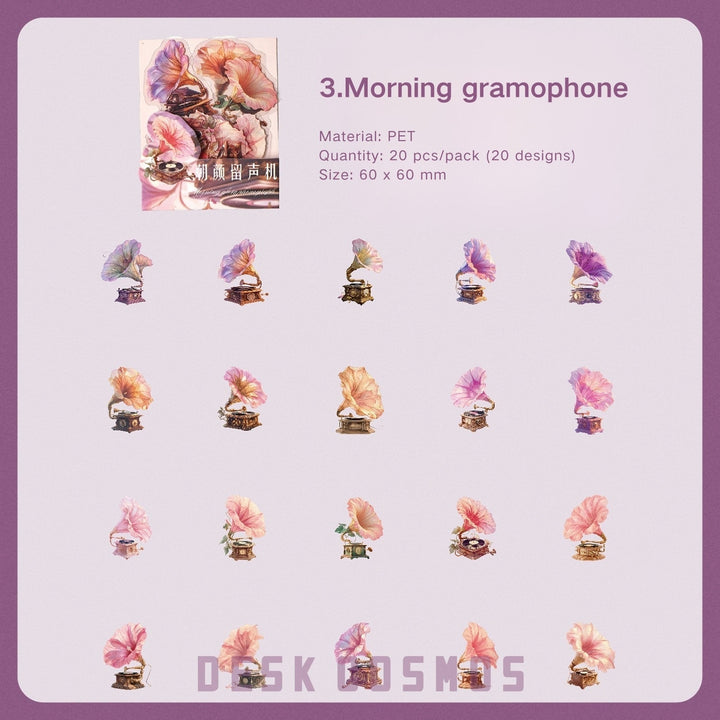 Gothic Floral PET Stickers Flower Sonata Decorative Elements