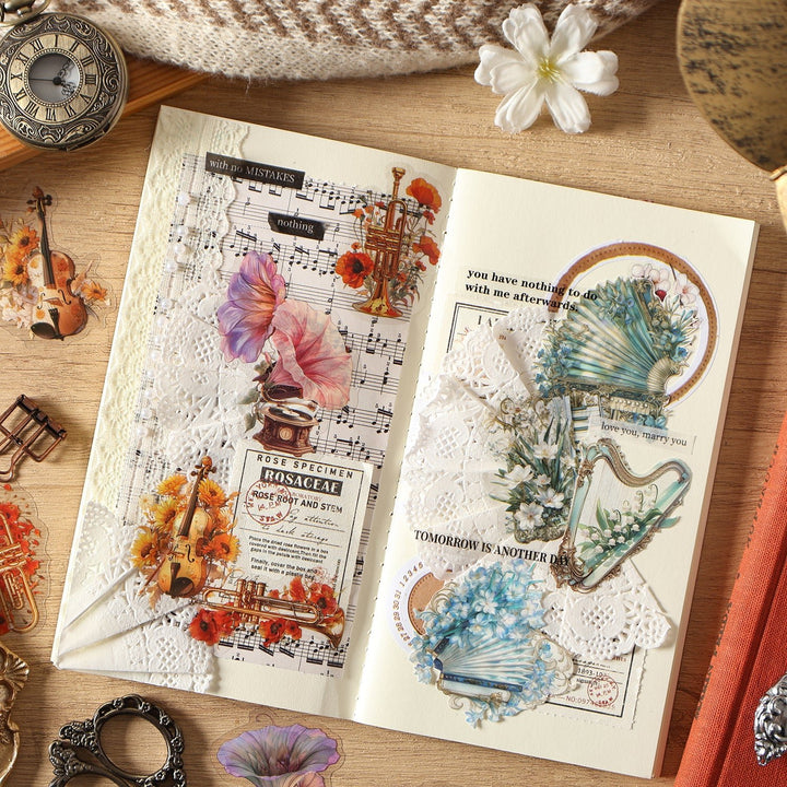 Gothic Floral PET Stickers Flower Sonata Scrapbooking Set