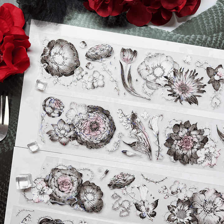 Gothic Flower PET Tape Dark Thorn for Scrapbook