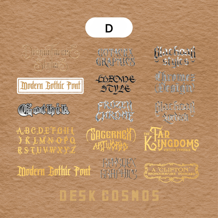 Gothic Font Series Sticker Pack PET Stickers for Magic Journaling