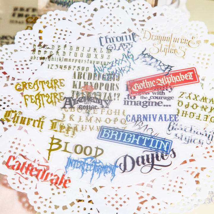 Gothic Font Series Sticker Pack for Personalization and Art Projects
