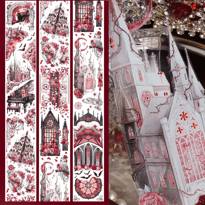 Gothic PET Tape Bloodmoon Hunt red foil magic stickers