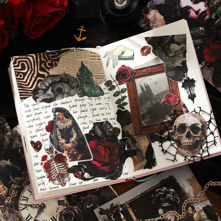 Dark Castle Gothic Rose Washi Stickers for Aesthetic Projects