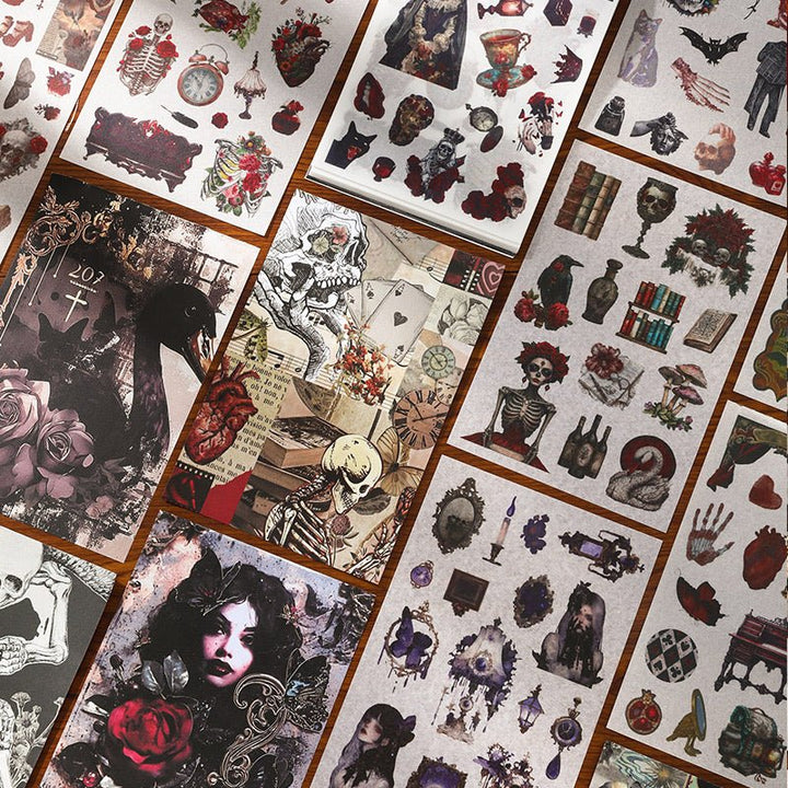 Dark Castle Gothic Rose Washi Stickers for Journaling