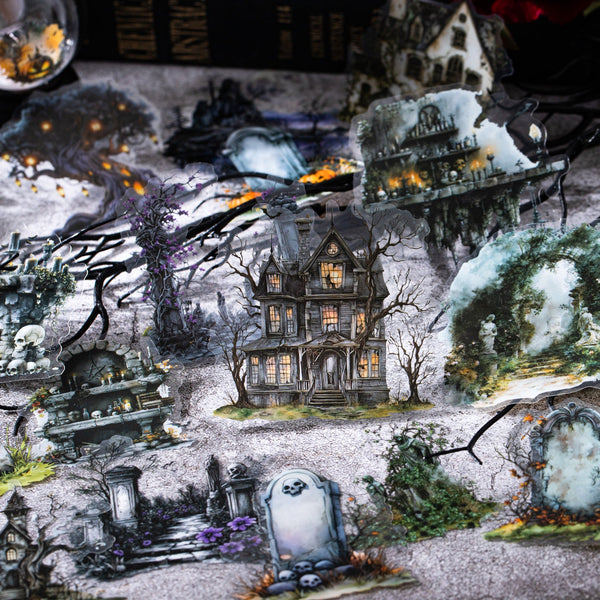 Abandoned City Gothic PET Stickers for Scrapbooking
