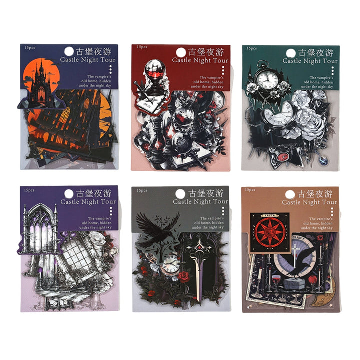 Gothic Castle Clock Tombstone Tarot Stickers Artistic Decoration