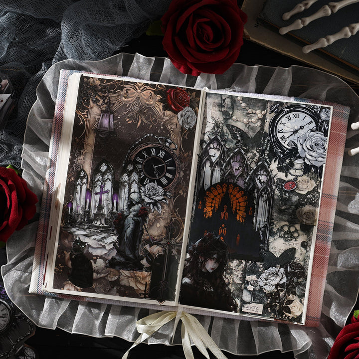 Gothic Castle Clock Tombstone Tarot Stickers Gothic Style
