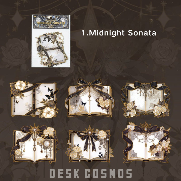 Paper Dream Cloud Book Midnight Sonata Gothic Stickers Gold Foil