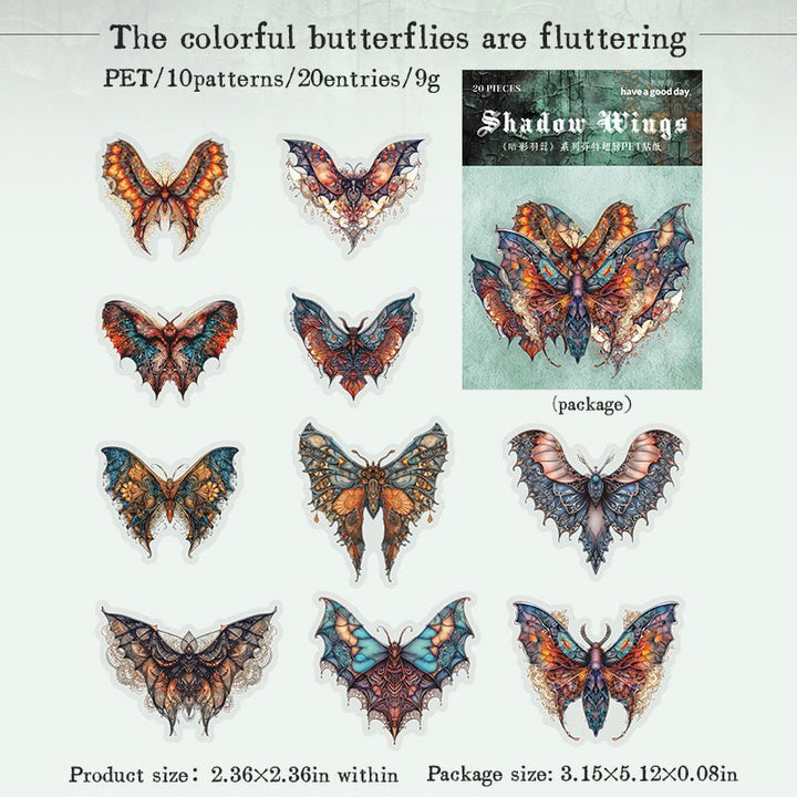 Shadow Wings PET Gothic Stickers Shadow Creatures