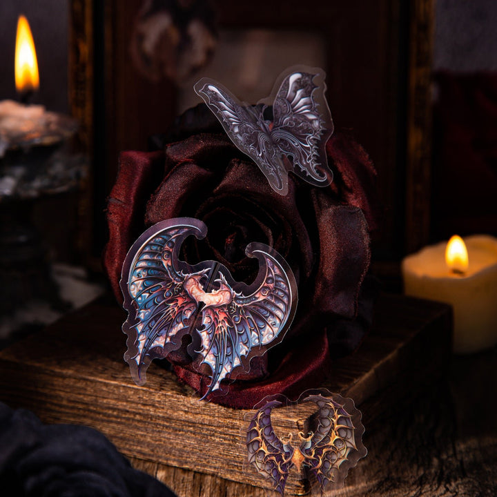 Shadow Wings Gothic PET Stickers for Mood Journals