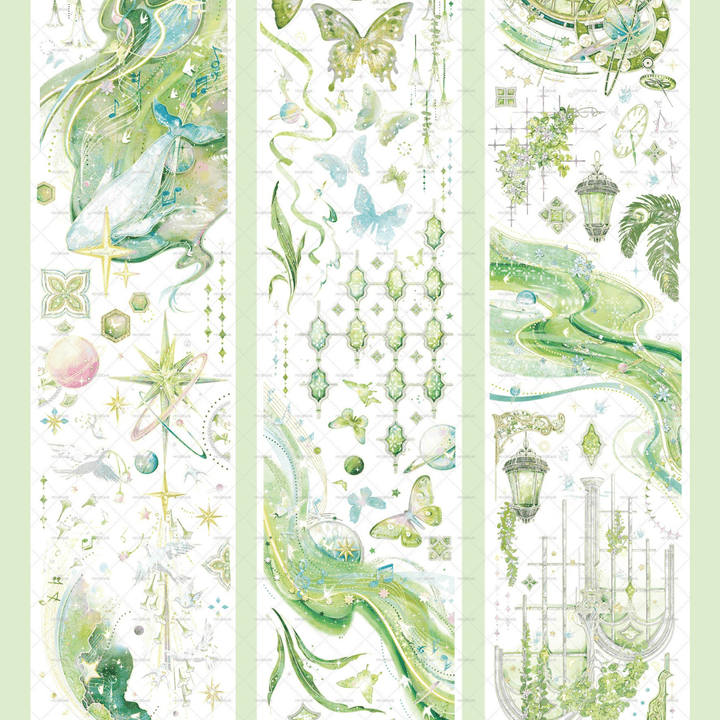 Green Moonlight Fantasy PET Tape for Mobile Case Decoration