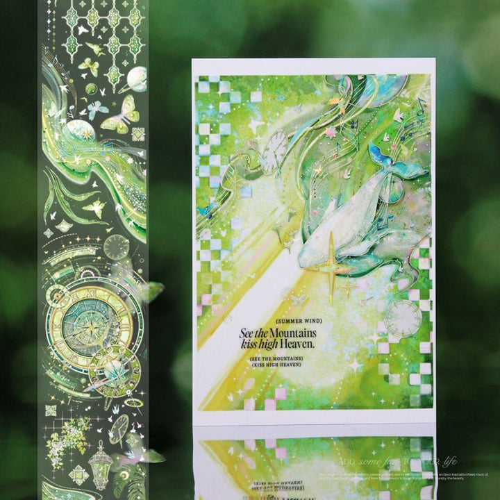 Green Moonlight Fantasy PET Tape for Scrapbook Journaling