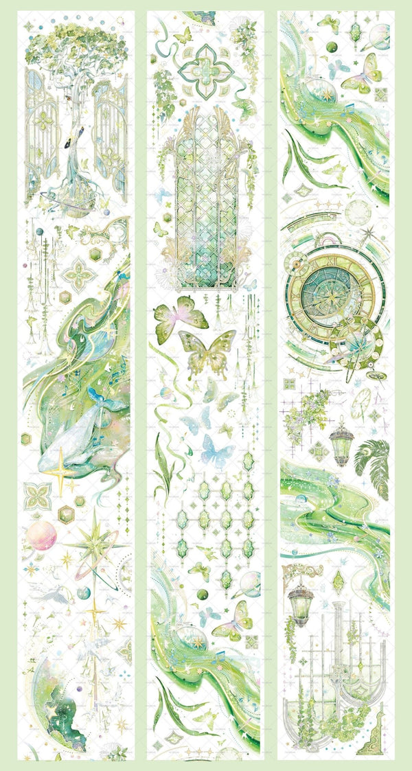 Green Moonlight Fantasy Washi Tape for Personal Diaries