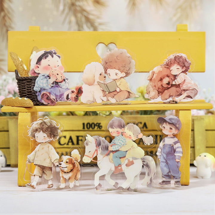 Happy Childhood PET Stickers Cute Cartoon Characters
