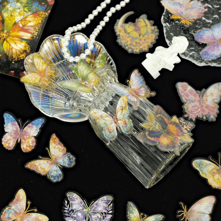 Laser Gold Foil Butterfly Stickers Romance Magic Theme DIY Decoration