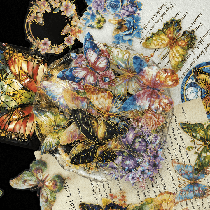 Laser Gold Foil Butterfly Stickers Romance Magic Theme Decoration