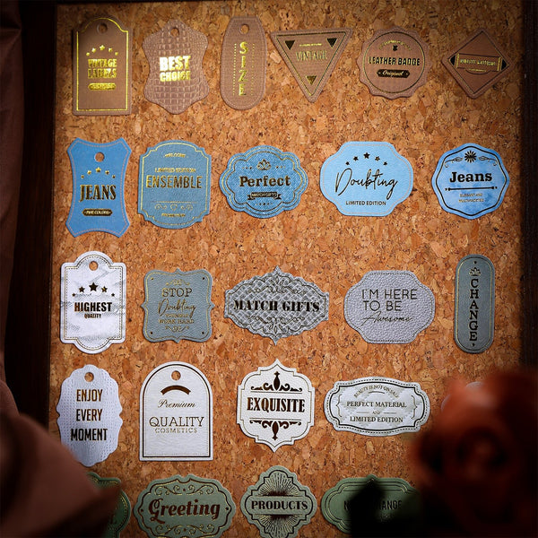 Imitation Leather Label Retro Gold Foil Text Stickers for Journaling