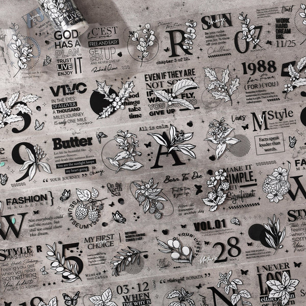 White Flower Retro Tape Sets Floral Text Numbers For Scrapbook