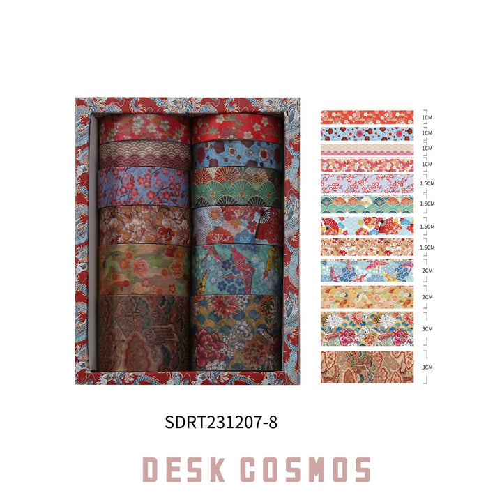 History of Kyoto Tape Set Retro Floral Washi Tapes for Journal Crafting