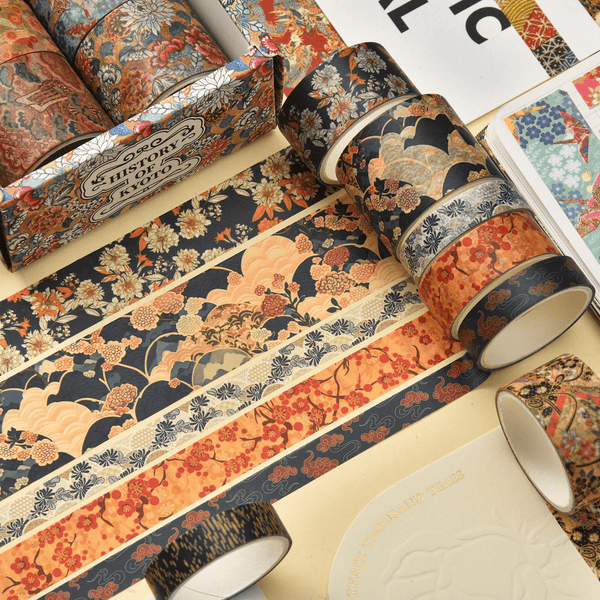 Japanese Washi Tape History of Kyoto Set Floral Tapes