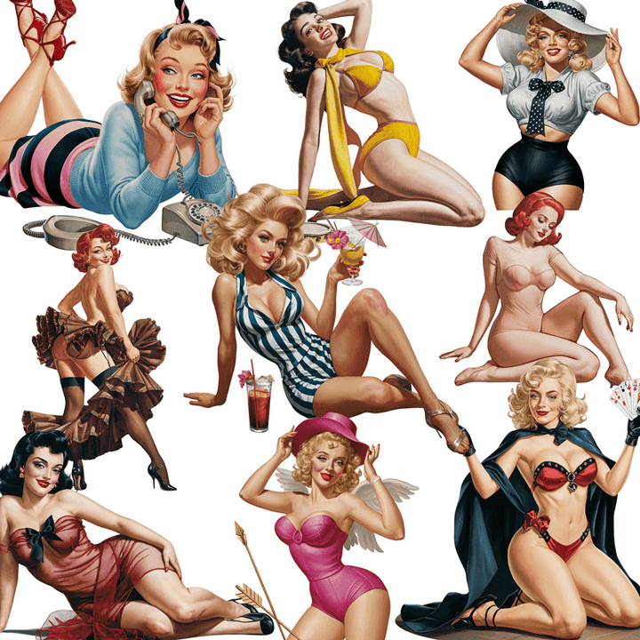 Junk Journal Stickers Vintage Character Girls Retro Aesthetic Sticker Set