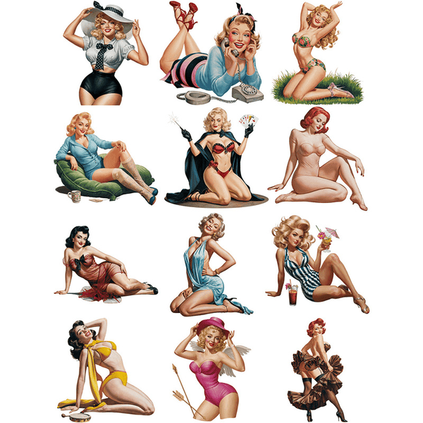 Junk Journal Stickers Vintage Character Girls Sexy Girl Ephemera Pack