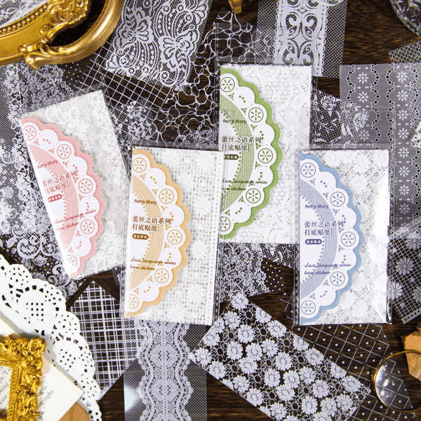 Lace Language Series Lace Stickers Background Sticker Vintage