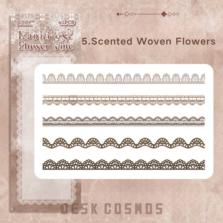 Flower Bud Dream Yarn Lace Stickers Vintage Lace Texture for Personalization