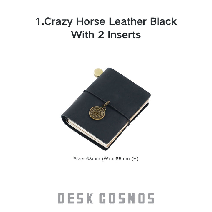 Top Grain Leather Mini Planner Black Travel Friendly