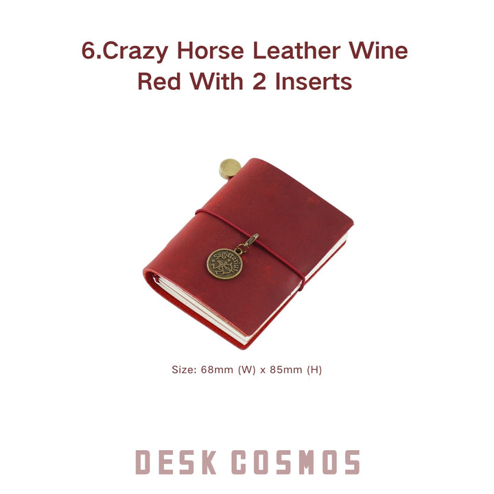 Top Grain Leather Mini Planner Wine Red Elegant