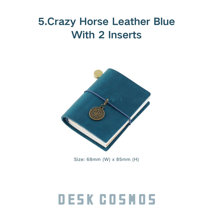 Top Grain Leather Mini Planner Blue Stylish