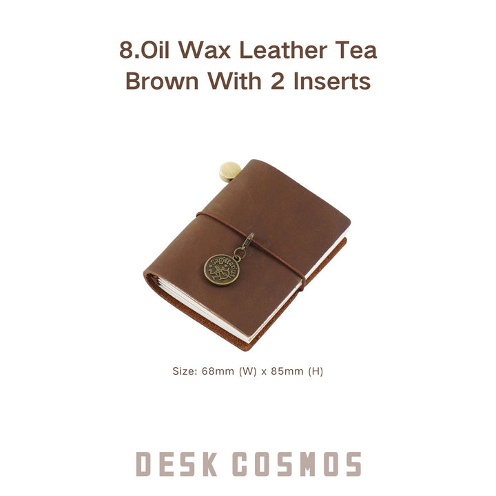 Oil Wax Leather Mini Planner Tea Brown Durable