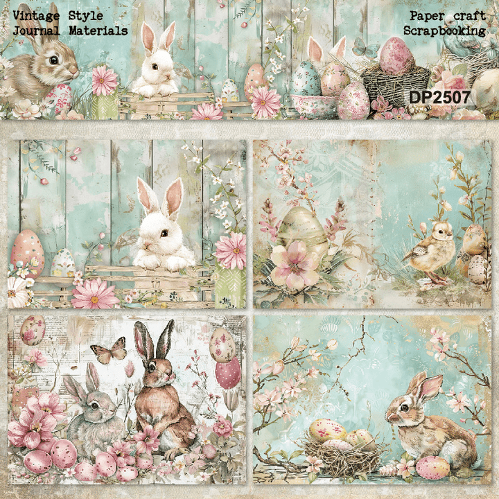 Lier Bunny Series Scrapbooking Paper Perfect for Collage and DIY Art
