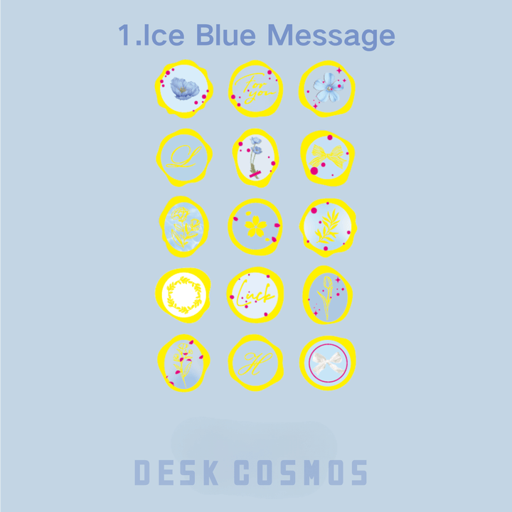 Luminous Starry Ice Blue Epoxy 3D Stickers Gold Foil Floral Design