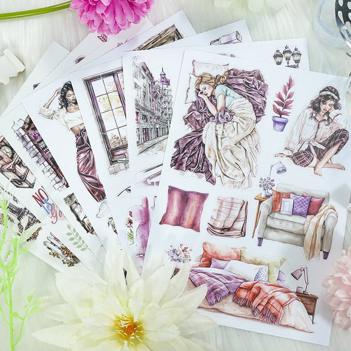 Magenta Fashion Girl Lifestyle Sticker Book journaling supplies