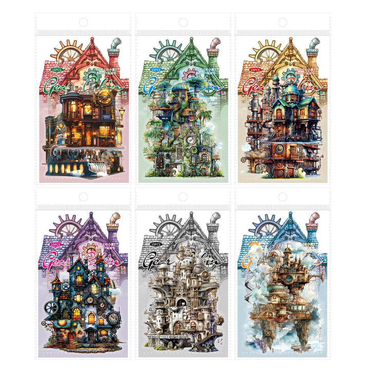 Magic Cabin Stickers The Cabin on the Gear Gothic Dark House Collage