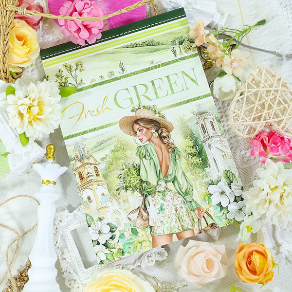 Fresh Green Magical Stickers Books Floral Journal Supplies