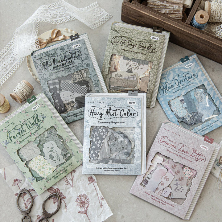 Fragmented Fabric Journal Stickers Tearable Soft Paper Elements